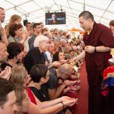 Thaye Dorje, His Holiness the 17th Gyalwa Karmapa, gives the empowerment of Chenresig to over 6,000 students at the Europe Center in Germany.