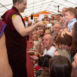 Thaye Dorje, His Holiness the 17th Gyalwa Karmapa, gives the empowerment of Chenresig to over 6,000 students at the Europe Center in Germany.