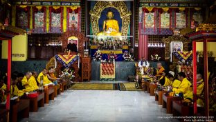 Long life prayer for Thaye Dorje, His Holiness the 17th Gyalwa Karmapa, and Professor Sempa Dorje, on Guru Rinpoche day at Karmapa International Buddhist Institute (KIBI), Delhi