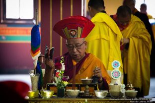 Long life prayer for Thaye Dorje, His Holiness the 17th Gyalwa Karmapa, and Professor Sempa Dorje, on Guru Rinpoche day at Karmapa International Buddhist Institute (KIBI), Delhi