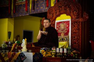 Long life prayer for Thaye Dorje, His Holiness the 17th Gyalwa Karmapa, and Professor Sempa Dorje, on Guru Rinpoche day at Karmapa International Buddhist Institute (KIBI), Delhi