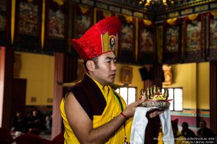 Long life prayer for Thaye Dorje, His Holiness the 17th Gyalwa Karmapa, and Professor Sempa Dorje, on Guru Rinpoche day at Karmapa International Buddhist Institute (KIBI), Delhi