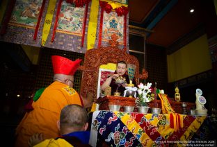 Long life prayer for Thaye Dorje, His Holiness the 17th Gyalwa Karmapa, and Professor Sempa Dorje, on Guru Rinpoche day at Karmapa International Buddhist Institute (KIBI), Delhi