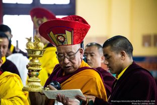 Long life prayer for Thaye Dorje, His Holiness the 17th Gyalwa Karmapa, and Professor Sempa Dorje, on Guru Rinpoche day at Karmapa International Buddhist Institute (KIBI), Delhi