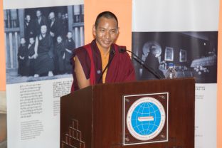 Khenpo Mirti, secretary of KIBS and administrator of KIBI, gives a short presentation of the historical background of KIBI and explains the main subjects of the study program. Photo/Norbu Zangpo