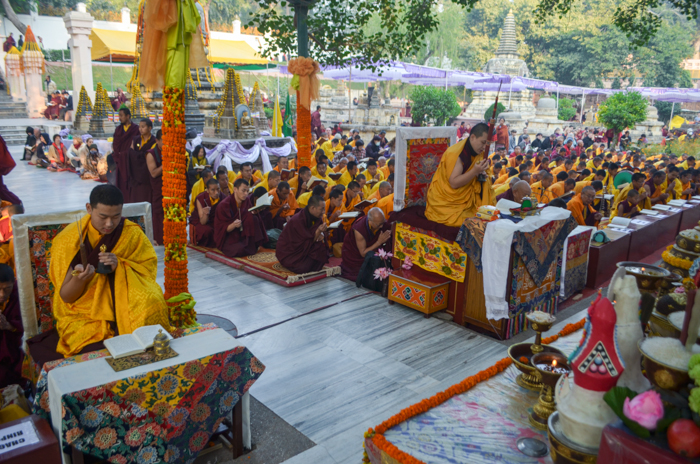 Thaye Dorje, His Holiness the 17th Gyalwa Karmapa, leading the Kagyu Monlam in 2013 with Jamgon Kongtrul Rinpoche. Photo / Magda Jungowska