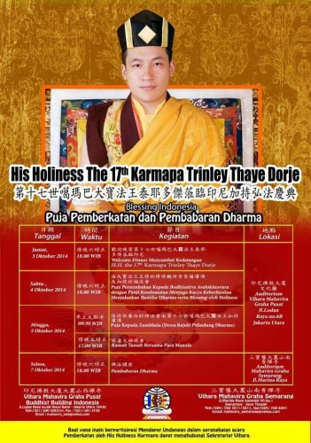 Thaye Dorje, His Holiness the 17th Gyalwa Karmapa, in Indonesia