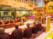 Thaye Dorje, His Holiness the 17th Gyalwa Karmapa, leading the Amitabha puja in Malaysia 2016. Photo / Magda Jungowska