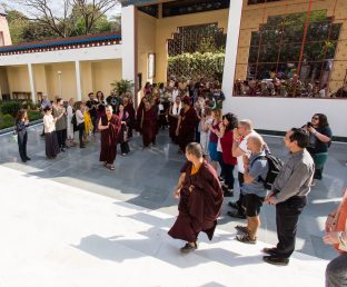 Thaye Dorje, His Holiness the 17th Gyalwa Karmapa, arrives at the Karmapa International Buddhist Institute (KIBI) for the Public Course. Photo / Norbu Zangpo