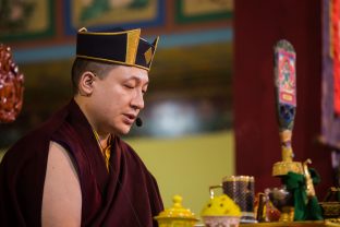 Thaye Dorje, His Holiness the 17th Gyalwa Karmapa, during the Green Tara empowerment at the Karmapa Public Course at KIBI. Photo / Norbu Zangpo