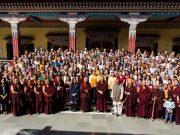 Thaye Dorje, His Holiness the 17th Gyalwa Karmapa, with teachers and students of the KIBI Public Course