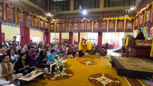 Thaye Dorje, His Holiness the 17th Gyalwa Karmapa, gives a Chenresig empowerment at the KIBI Public Course