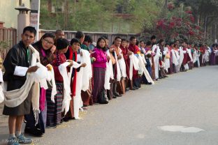 Karmapa arrives at Karma Temple, Bodh Gaya, December 2018