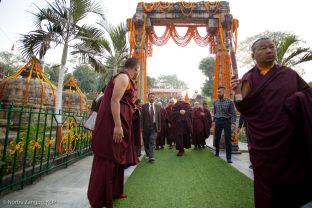 Thaye Dorje, His Holiness the 17th Gyalwa Karmapa, arrives at the Kagyu Monlam 2018