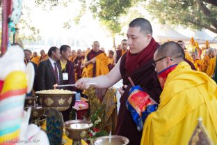 Thaye Dorje, His Holiness the 17th Gyalwa Karmapa, at the Kagyu Monlam in Bodh Gaya, December 2018