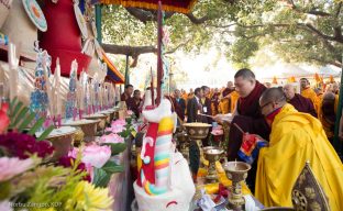 Thaye Dorje, His Holiness the 17th Gyalwa Karmapa, at the Kagyu Monlam in Bodh Gaya, December 2018