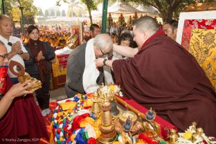 Thaye Dorje, His Holiness the 17th Gyalwa Karmapa, at the Kagyu Monlam in Bodh Gaya