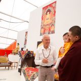 Traditional welcome ceremony for Thaye Dorje, His Holiness the 17th Gyalwa Karmapa, and Thugseyla at the Europe Center in Germany.