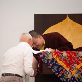 Traditional welcome ceremony for Thaye Dorje, His Holiness the 17th Gyalwa Karmapa, and Thugseyla at the Europe Center in Germany.