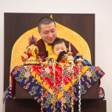 Traditional welcome ceremony for Thaye Dorje, His Holiness the 17th Gyalwa Karmapa, and Thugseyla at the Europe Center in Germany.