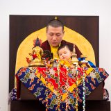 Traditional welcome ceremony for Thaye Dorje, His Holiness the 17th Gyalwa Karmapa, and Thugseyla at the Europe Center in Germany.