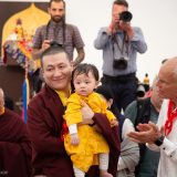 Traditional welcome ceremony for Thaye Dorje, His Holiness the 17th Gyalwa Karmapa, and Thugseyla at the Europe Center in Germany.