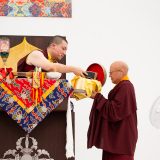 Thaye Dorje, His Holiness the 17th Gyalwa Karmapa, gives the empowerment of Chenresig to over 6,000 students at the Europe Center in Germany.