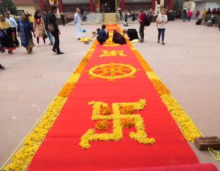 Thaye Dorje, His Holiness the 17th Gyalwa Karmapa, arrives for the Kagyu Monlam 2019. (Photo/Norbu Zangpo)