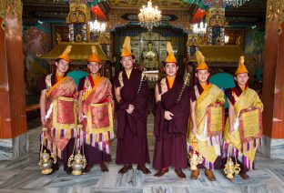 Thaye Dorje, His Holiness the 17th Gyalwa Karmapa, arrives for the Kagyu Monlam 2019. (Photo/Norbu Zangpo)