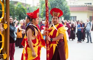 Thaye Dorje, His Holiness the 17th Gyalwa Karmapa, arrives for the Kagyu Monlam 2019. (Photo/Norbu Zangpo)