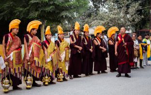 Thaye Dorje, His Holiness the 17th Gyalwa Karmapa, arrives for the Kagyu Monlam 2019. (Photo/Norbu Zangpo)