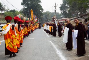 Thaye Dorje, His Holiness the 17th Gyalwa Karmapa, arrives for the Kagyu Monlam 2019. (Photo/Norbu Zangpo)