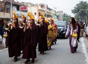 Thaye Dorje, His Holiness the 17th Gyalwa Karmapa, arrives for the Kagyu Monlam 2019. (Photo/Norbu Zangpo)