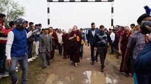 Thaye Dorje, His Holiness the 17th Gyalwa Karmapa, visits the Bodhi Tree School in Bodh Gaya, India, in December 2019 (Photo/Norbu Zangpo)