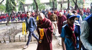 Thaye Dorje, His Holiness the 17th Gyalwa Karmapa, visits the Bodhi Tree School in Bodh Gaya, India, in December 2019 (Photo/Norbu Zangpo)