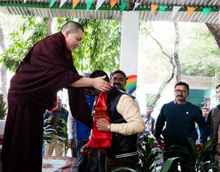 Thaye Dorje, His Holiness the 17th Gyalwa Karmapa, visits the Bodhi Tree School in Bodh Gaya, India, in December 2019 (Photo/Norbu Zangpo)