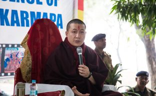 Thaye Dorje, His Holiness the 17th Gyalwa Karmapa, visits the Bodhi Tree School in Bodh Gaya, India, in December 2019 (Photo/Norbu Zangpo)