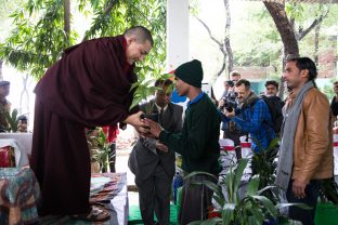 Thaye Dorje, His Holiness the 17th Gyalwa Karmapa, visits the Bodhi Tree School in Bodh Gaya, India, in December 2019 (Photo/Norbu Zangpo)