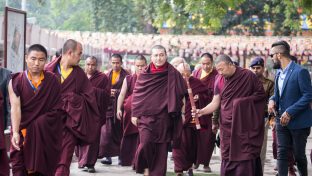 Thaye Dorje, His Holiness the 17th Gyalwa Karmapa, on day two of the 2019 Kagyu Monlam, Bodh Gaya, India, December 2019 (Photo/Norbu Zangpo)