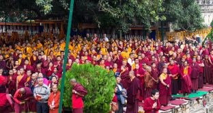 Thaye Dorje, His Holiness the 17th Gyalwa Karmapa, on day two of the 2019 Kagyu Monlam, Bodh Gaya, India, December 2019 (Photo/Norbu Zangpo)