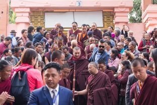 Thaye Dorje, His Holiness the 17th Gyalwa Karmapa, on day two of the 2019 Kagyu Monlam, Bodh Gaya, India, December 2019 (Photo/Norbu Zangpo)