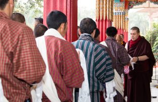 Thaye Dorje, His Holiness the 17th Gyalwa Karmapa, on day two of the 2019 Kagyu Monlam, Bodh Gaya, India, December 2019 (Photo/Norbu Zangpo)