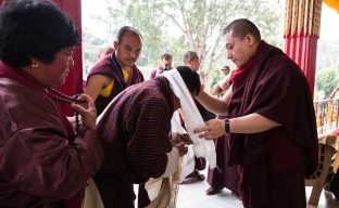 Thaye Dorje, His Holiness the 17th Gyalwa Karmapa, on day two of the 2019 Kagyu Monlam, Bodh Gaya, India, December 2019 (Photo/Norbu Zangpo)