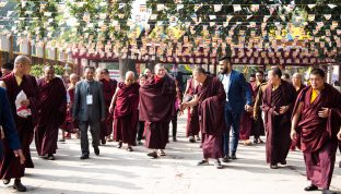 Thaye Dorje, His Holiness the 17th Gyalwa Karmapa, on day three of the 2019 Kagyu Monlam, Bodh Gaya, India, December 2019 (Photo/Norbu Zangpo)