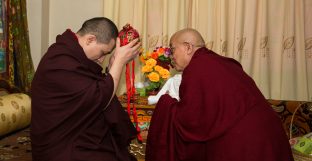 Thaye Dorje, His Holiness the 17th Gyalwa Karmapa, on day three of the 2019 Kagyu Monlam, Bodh Gaya, India, December 2019 (Photo/Norbu Zangpo)