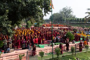 Thaye Dorje, His Holiness the 17th Gyalwa Karmapa, on day three of the 2019 Kagyu Monlam, Bodh Gaya, India, December 2019 (Photo/Norbu Zangpo)