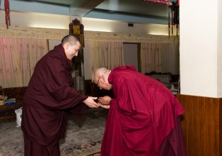 Thaye Dorje, His Holiness the 17th Gyalwa Karmapa, on day three of the 2019 Kagyu Monlam, Bodh Gaya, India, December 2019 (Photo/Norbu Zangpo)