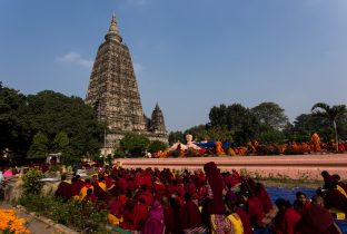 Thaye Dorje, His Holiness the 17th Gyalwa Karmapa, on day three of the 2019 Kagyu Monlam, Bodh Gaya, India, December 2019 (Photo/Norbu Zangpo)