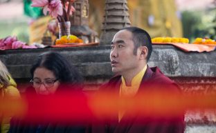 On day four of the 2019 Kagyu Monlam, Thaye Dorje, His Holiness the 17th Gyalwa Karmapa, visited the private residence of His Eminence Luding Khenchen Rinpoche (Photo/Norbu Zangpo)