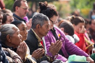 Thaye Dorje, His Holiness the 17th Gyalwa Karmapa, gives a Chenresig empowerment at Karma Temple, Bodh Gaya, India, December 2019. Photo / Norbu Zangpo